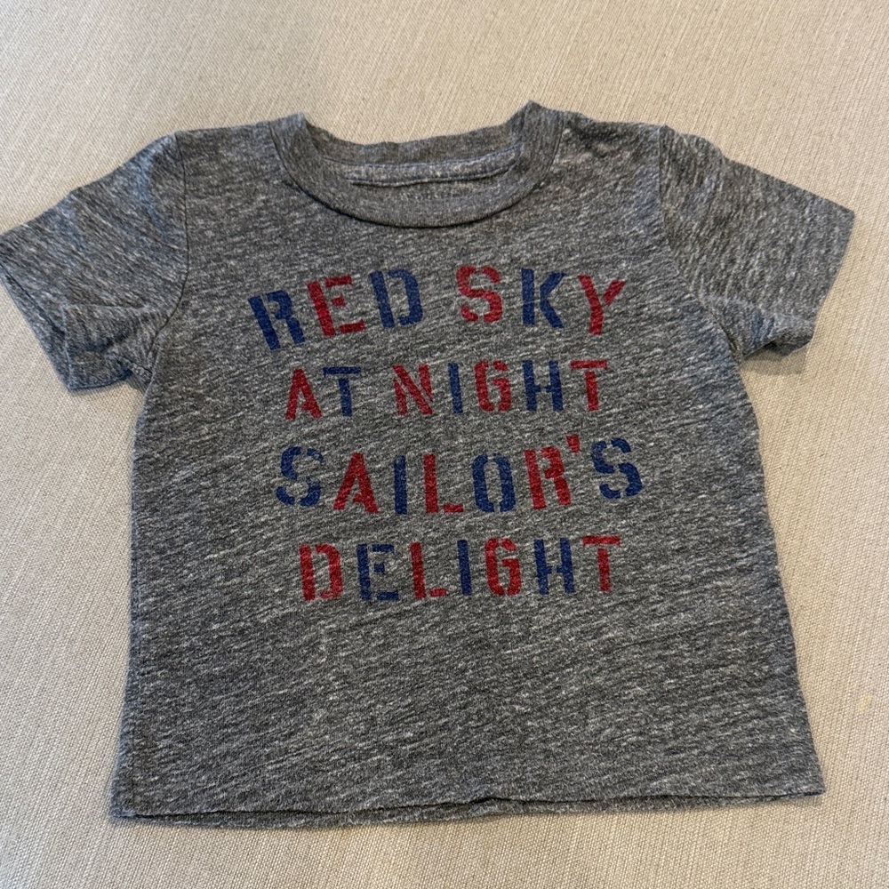 Peek Heather Gray Tee with Red and Blue Print